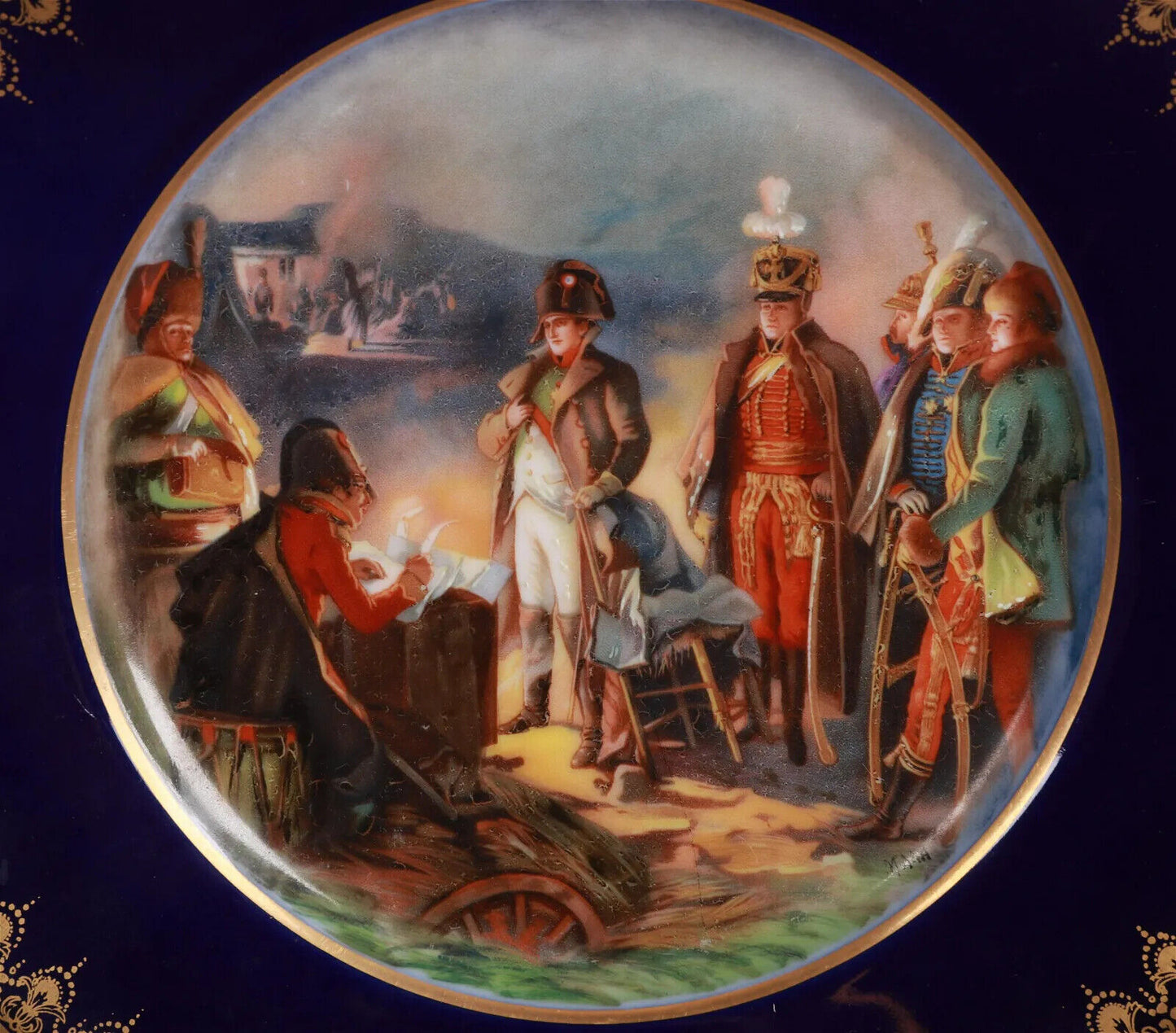 Limoges France Hand Painted Blue/Gold Plates Napoleonic scene Limited Edition