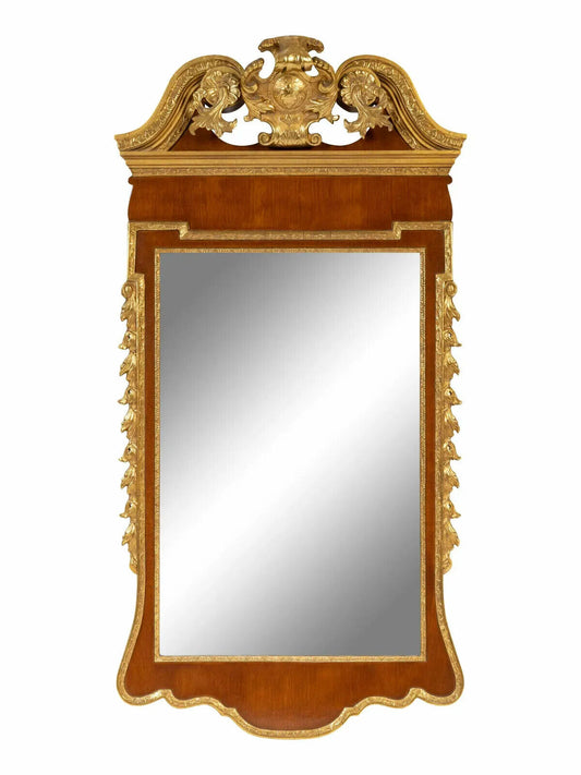 Friedman Brothers Williamsburg Walnut Parcel Gilt Mirror Looking Glass CWLG15