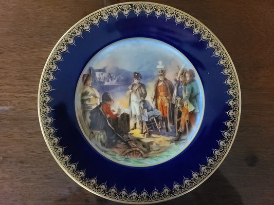 Limoges France Hand Painted Blue/Gold Plates Napoleonic scene Limited Edition