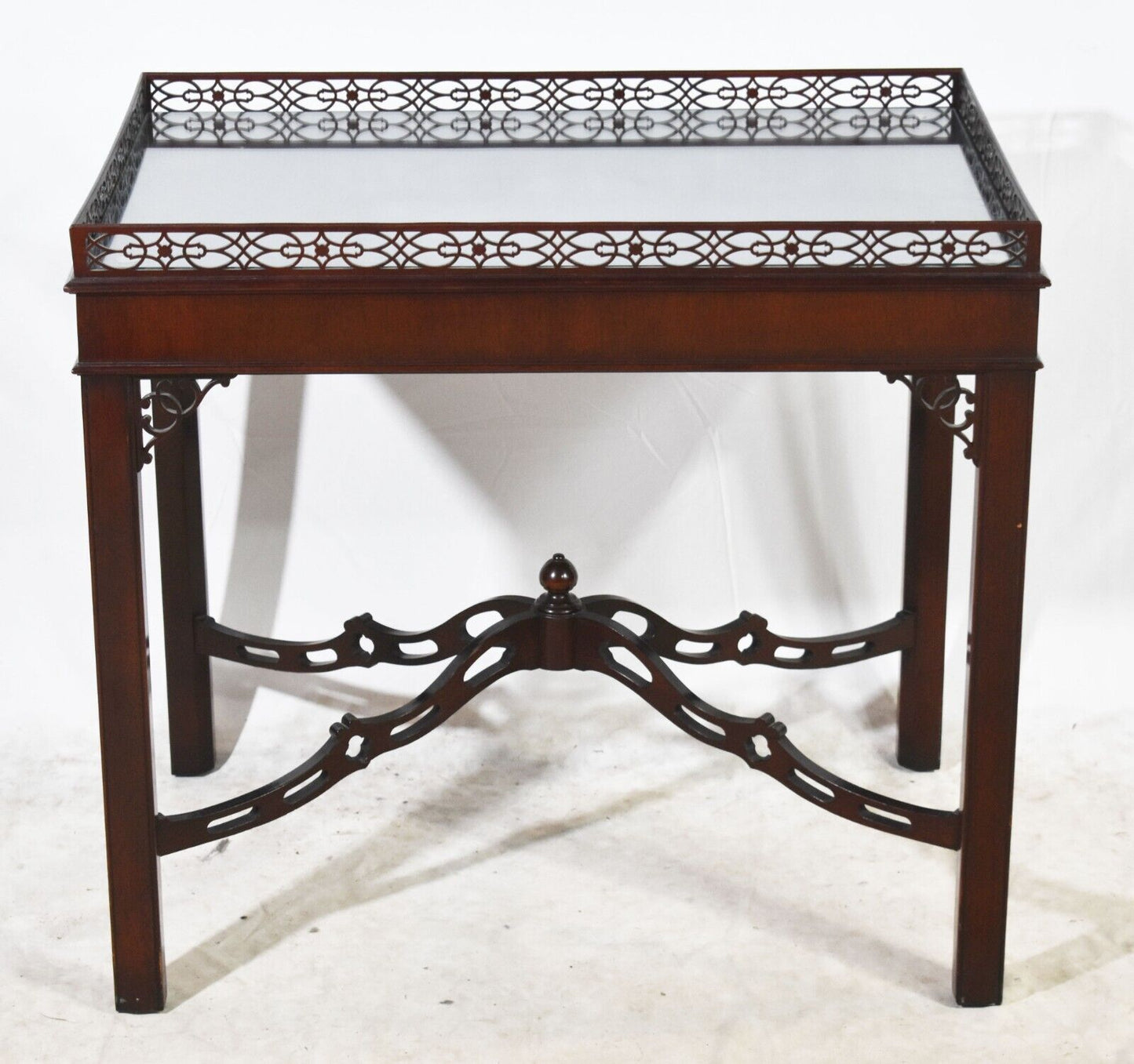 Kindel Mahogany Chinese Chippendale Style Tea Table Occasional Table Fretwork