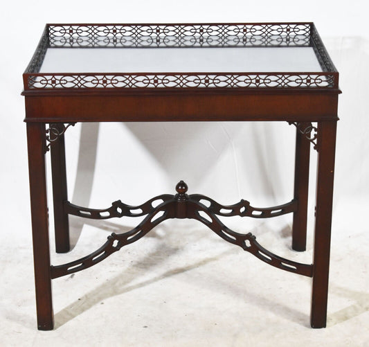 Kindel Mahogany Chinese Chippendale Style Tea Table Occasional Table Fretwork