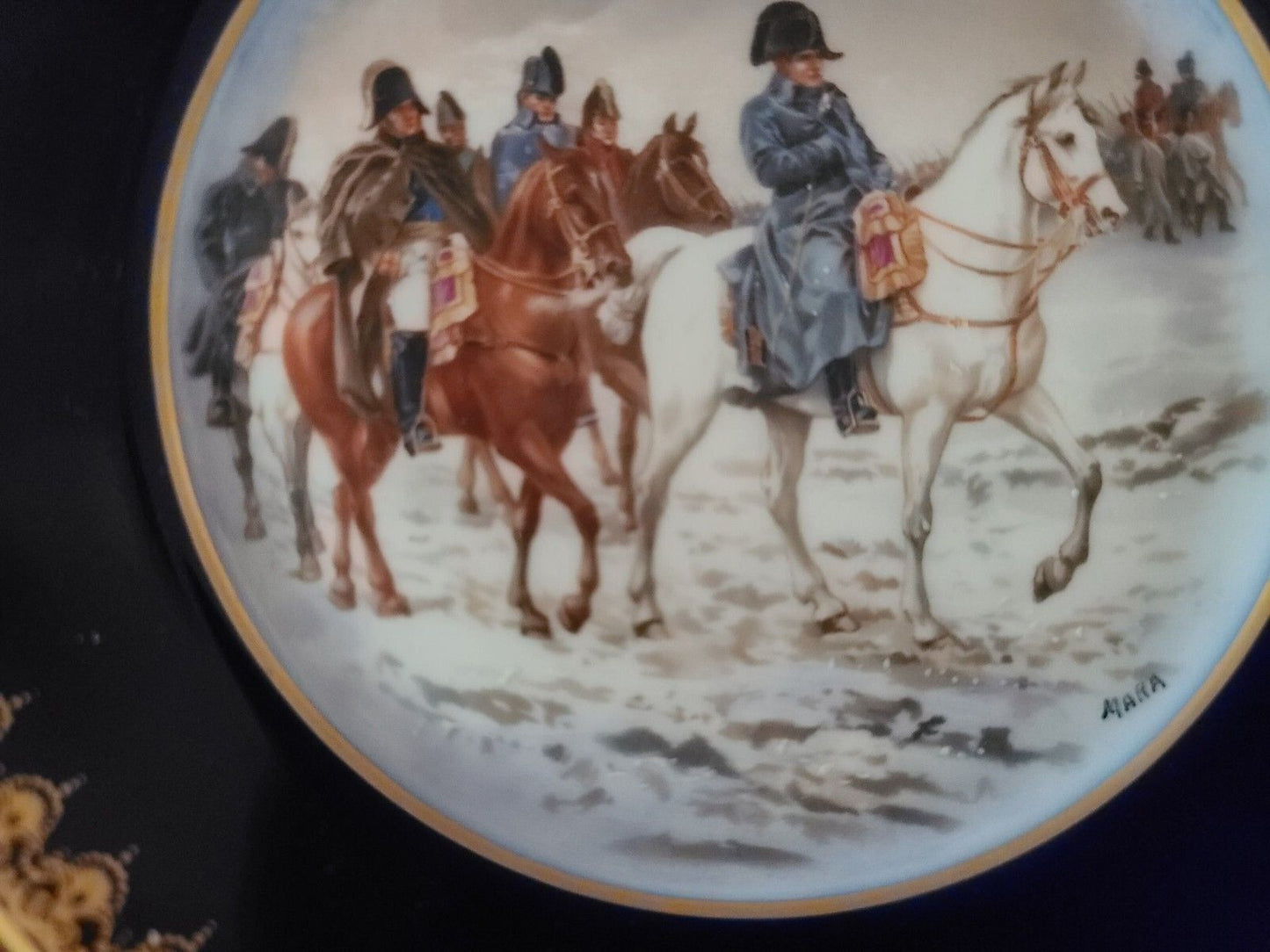 Limoges France Hand Painted Blue/Gold Plates Napoleonic scene Limited Edition