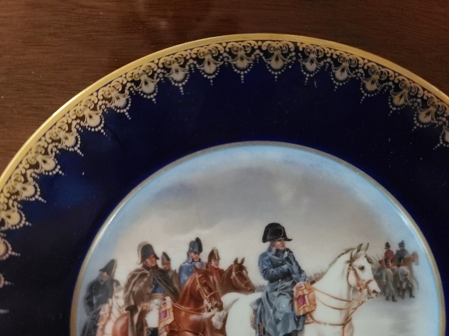 Limoges France Hand Painted Blue/Gold Plates Napoleonic scene Limited Edition