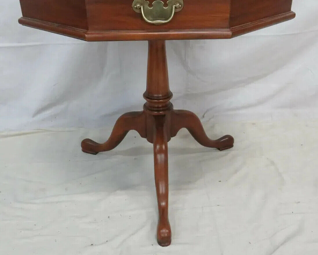 Henkel Harris Jefferson Black Cherry Octagon Flip Top Pedestal Center Side Table