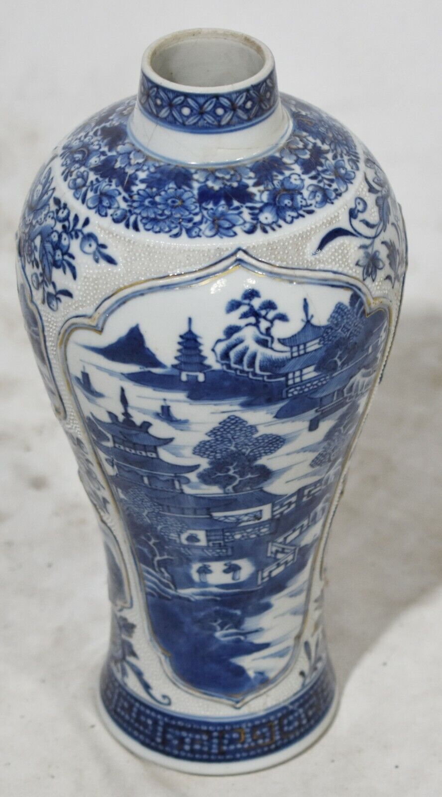 Pair of Chinese Blue and White Meiping Vases or Plum Blossom Vases