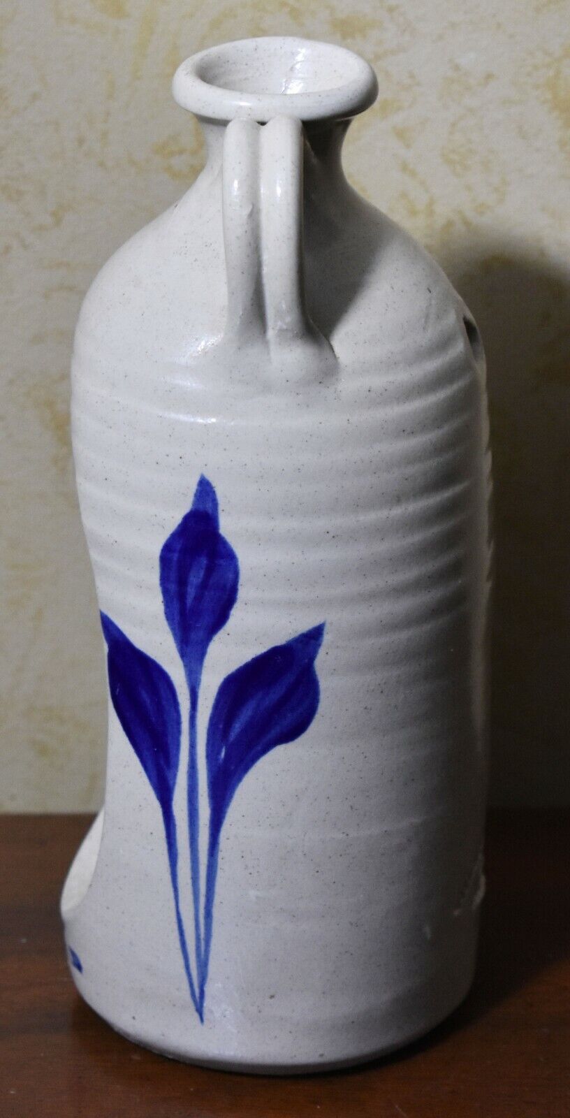 Williamsburg salt glazed pottery cobalt blue Jug Candle Stick Holder