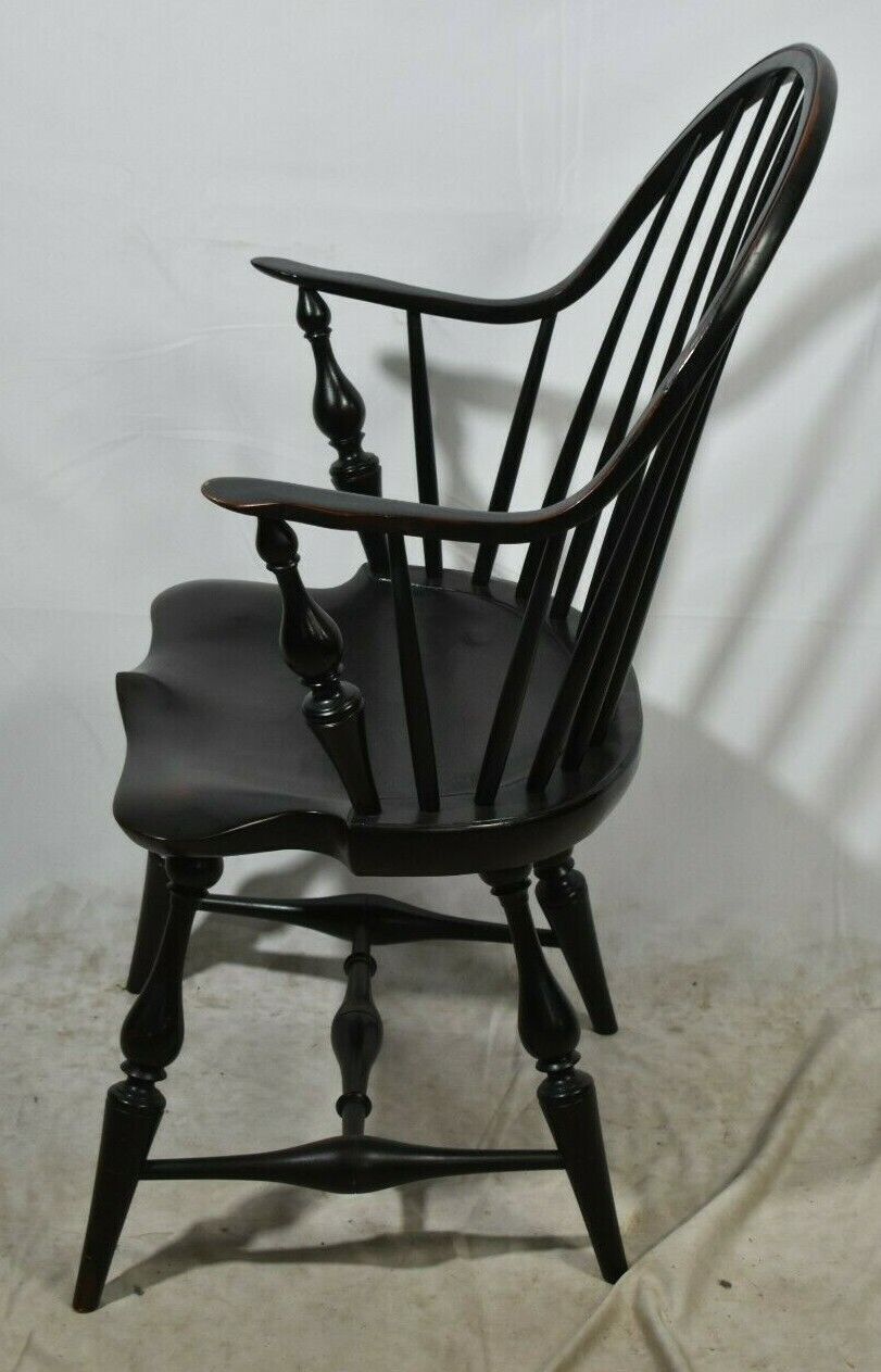 River Bend Black Continuous Arm Windsor Chair Bench Made Ohio Artesian