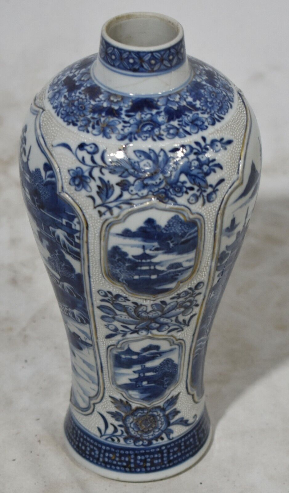 Pair of Chinese Blue and White Meiping Vases or Plum Blossom Vases