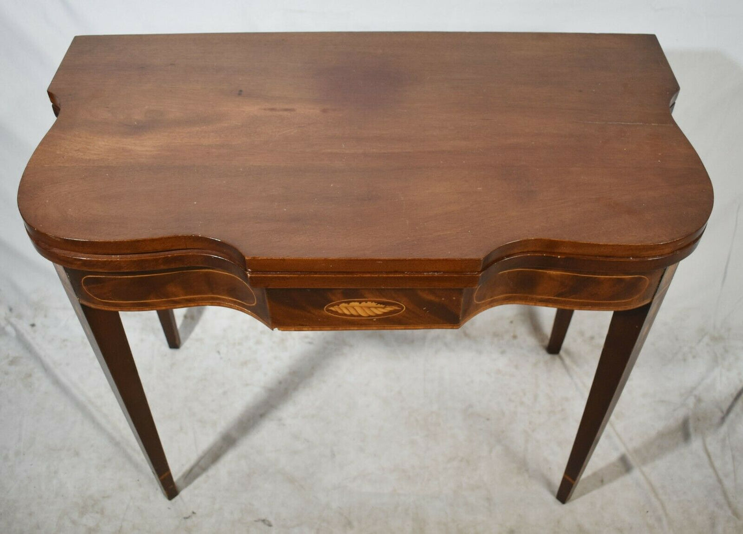 Antique Federal Mahogany Flip Top Game Table Console Table Satinwood Inlays