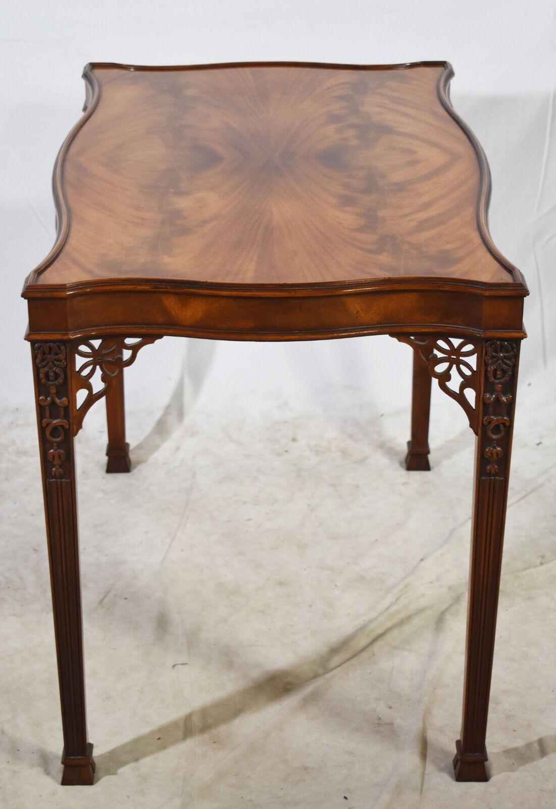 Baker Stately Homes Collection Flame Mahogany Carved Marlborough Tea Table