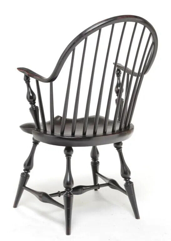 River Bend Black Continuous Arm Windsor Chair Bench Made Ohio Artesian