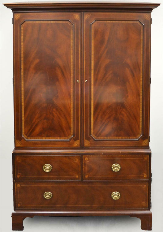 Baker Historic Charleston Collection Mahogany Linen Press Entertainment Cabinet