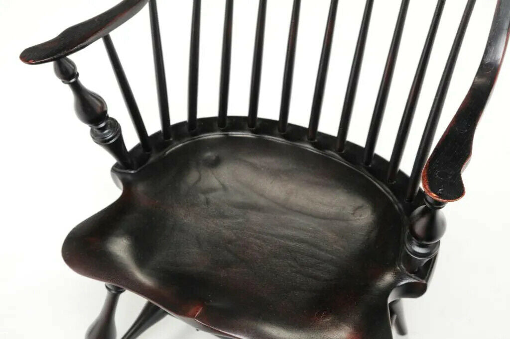 River Bend Black Continuous Arm Windsor Chair Bench Made Ohio Artesian