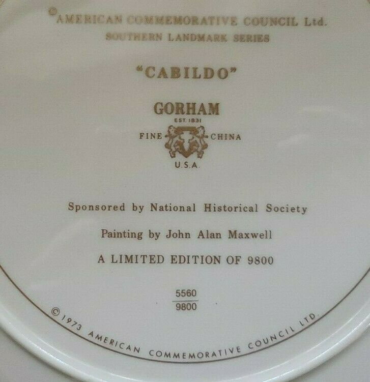 Gorham Collector Plate "Cabildo" Southern Landmark Series New Orleans