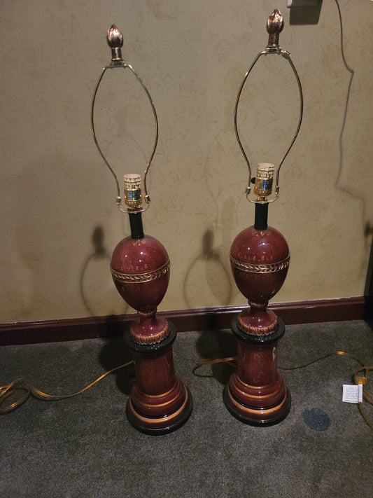 Pair of Hollywood Regency Porcelain Table Lamps Gold Designs Royal Designs, Inc.