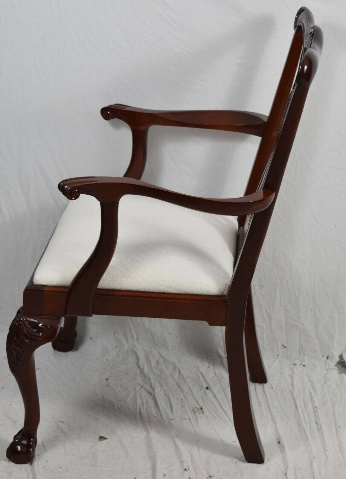 Pair of Craftique Chippendale Mahogany Arm Chair Claw and Ball Williamsburg Look