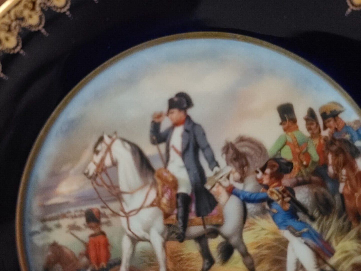 Limoges France Hand Painted Blue/Gold Plates Napoleonic scene Limited Edition