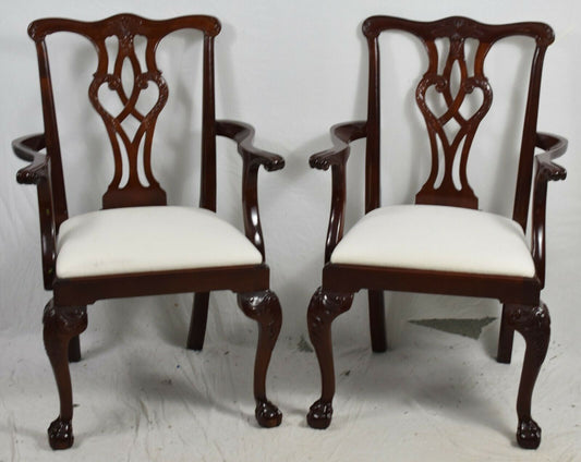 Pair of Craftique Chippendale Mahogany Arm Chair Claw and Ball Williamsburg Look