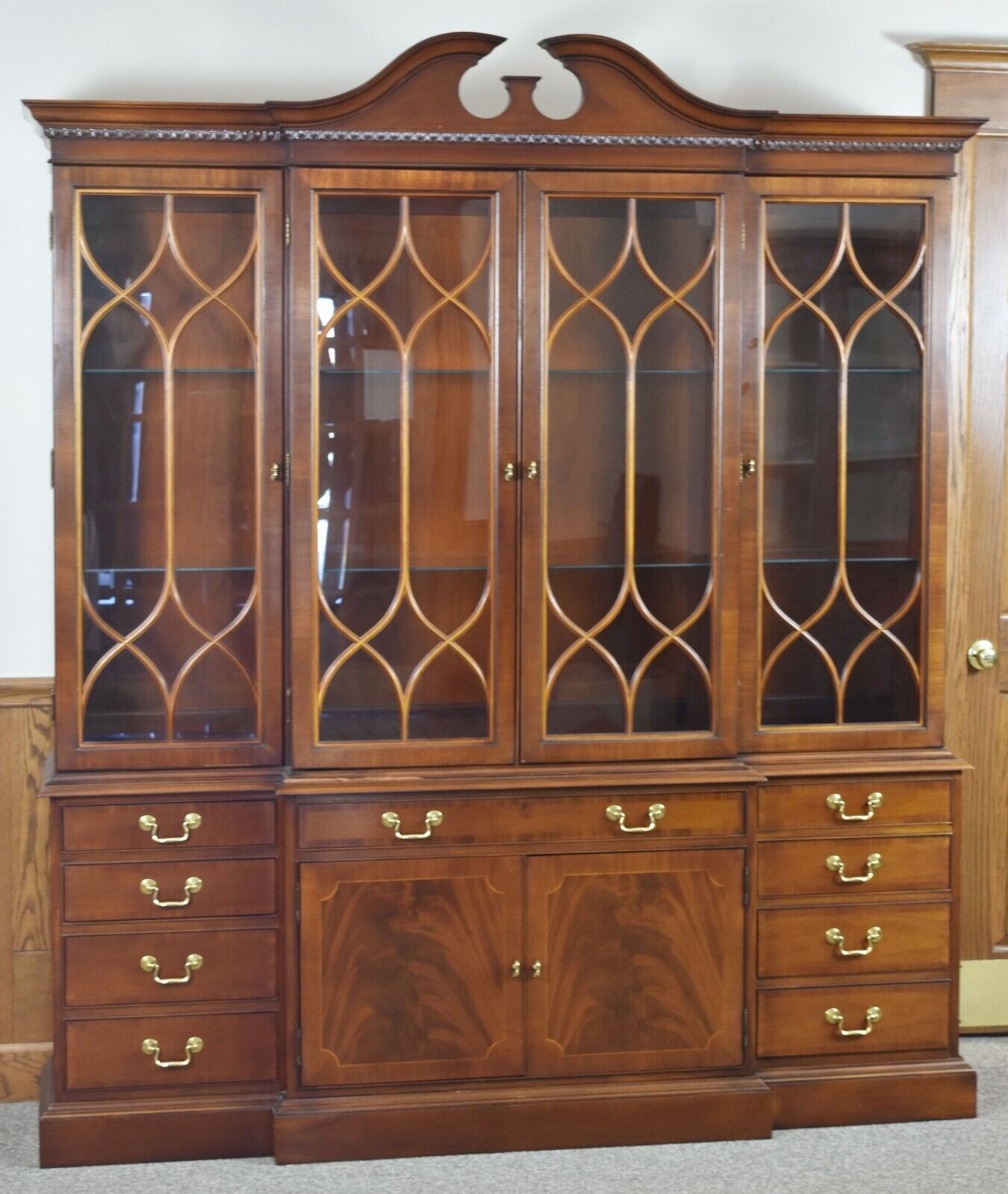 Hickory Chair James River Collection Chippendale Style Breakfront China Cabinet