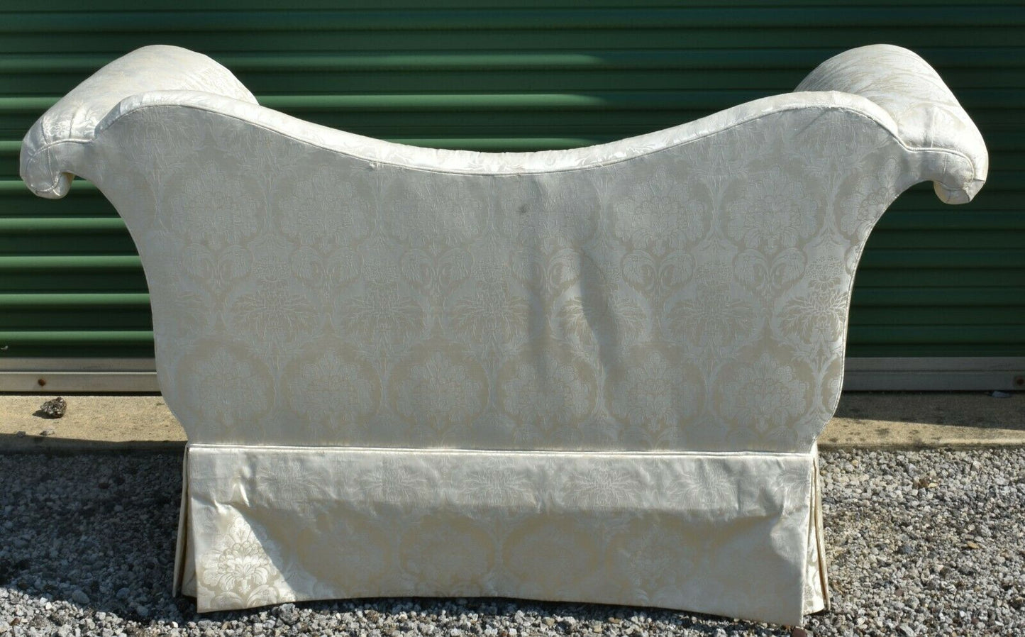 Baker Ivory Damask Upholstered Settee with One Matching Pillows High End