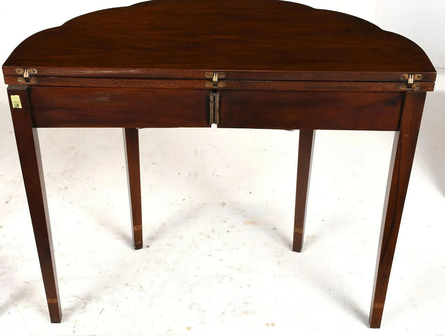 Henkel Harris Mahogany Flip Top Game Table Console Table Bellflower Inlays