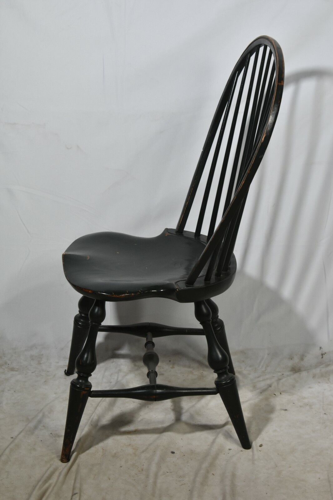 Pair of D.R. Dimes Bow Back Windsor Chair Bench Made Green Paint