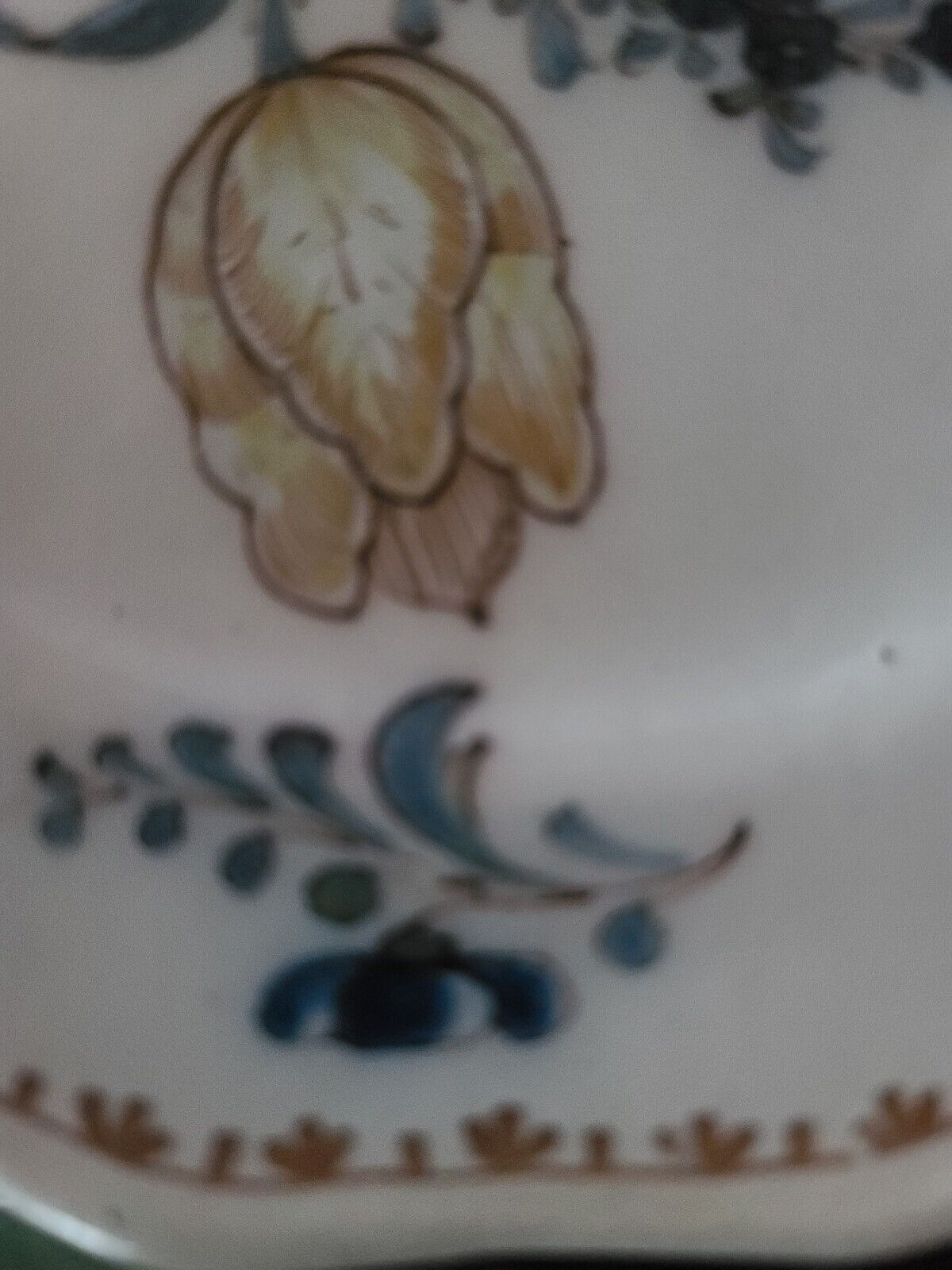 Antique French Faience Flowers Display Plate Home Decor Plate Hand Painted