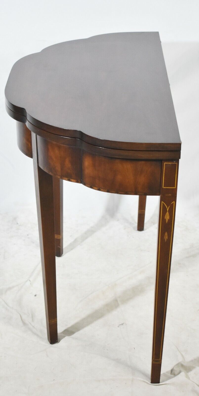 Henkel Harris Mahogany Flip Top Game Table Console Table Bellflower Inlays