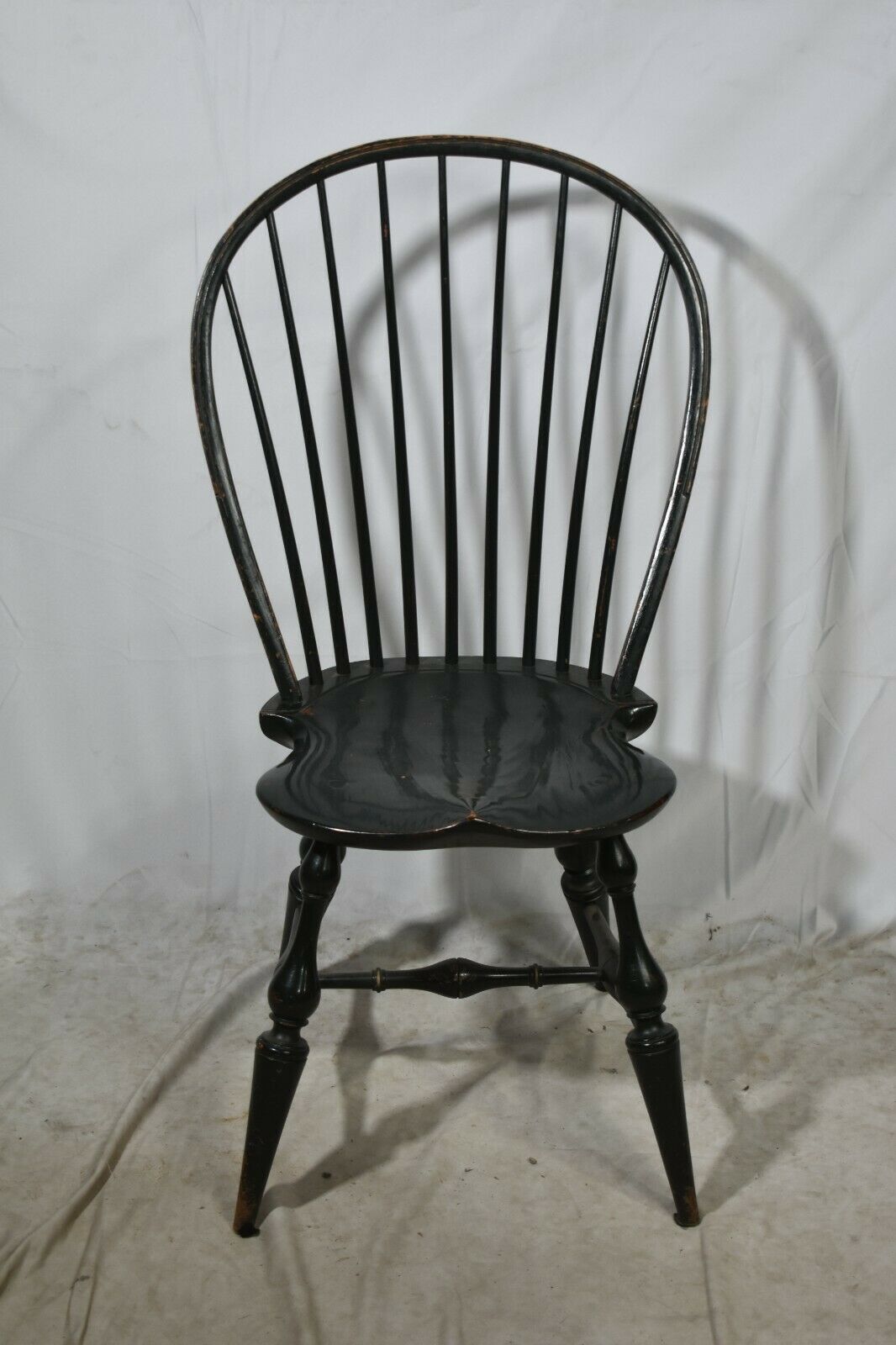 Pair of D.R. Dimes Bow Back Windsor Chair Bench Made Green Paint