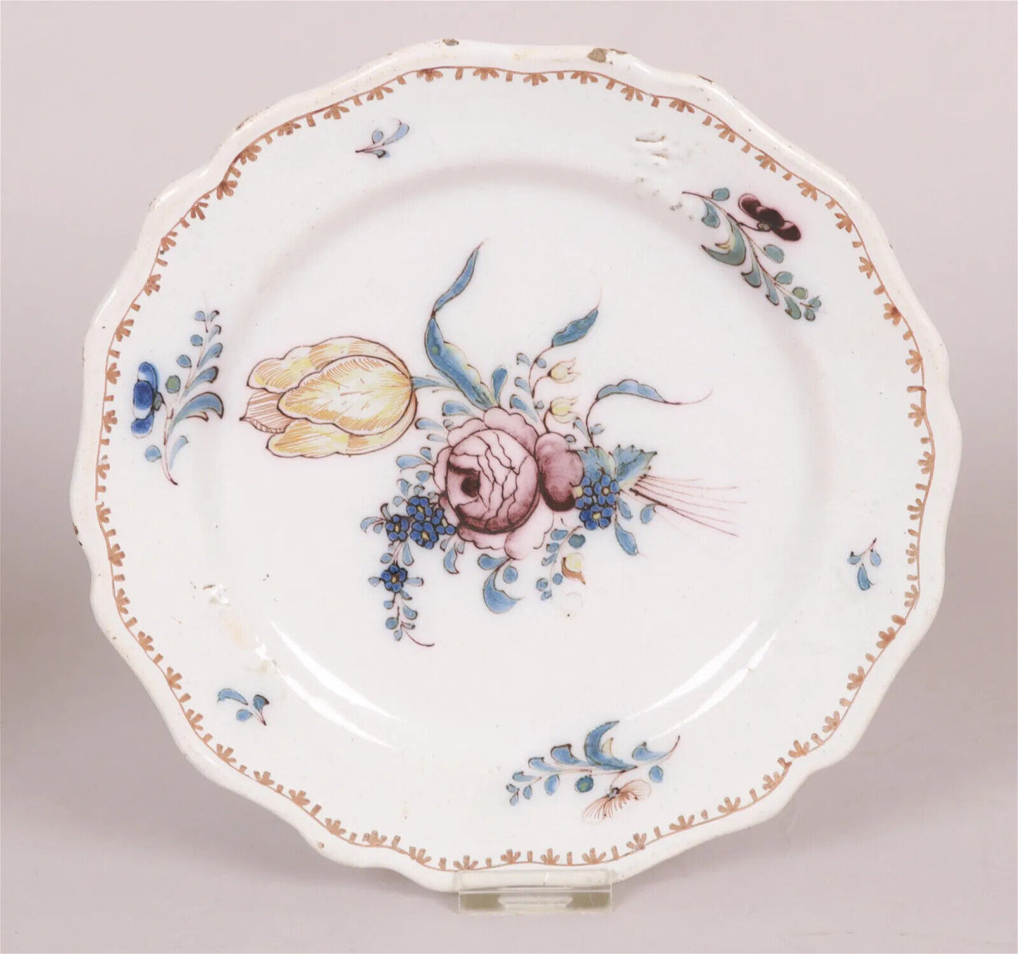 Antique French Faience Flowers Display Plate Home Decor Plate Hand Painted