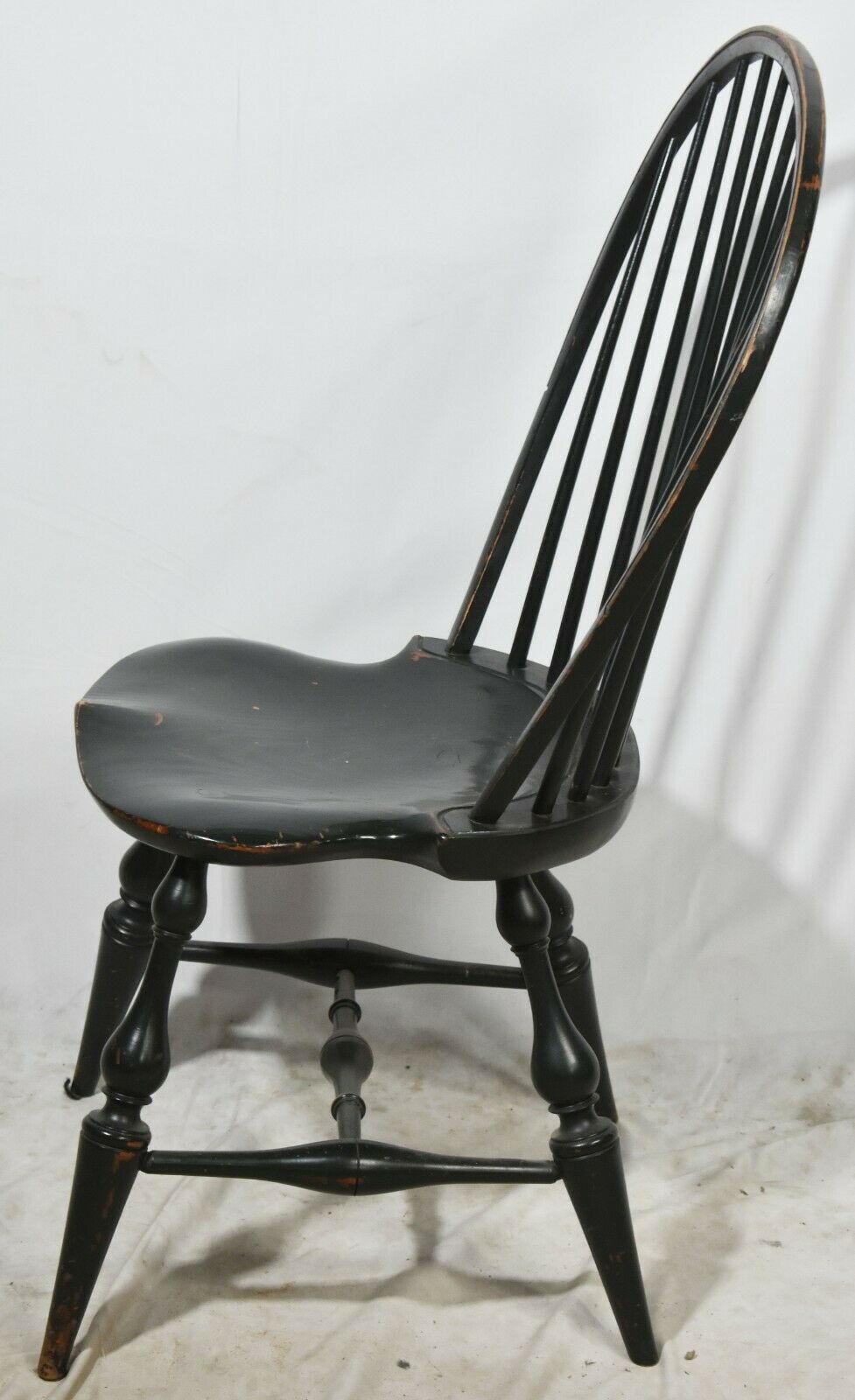 Pair of D.R. Dimes Bow Back Windsor Chair Bench Made Green Paint