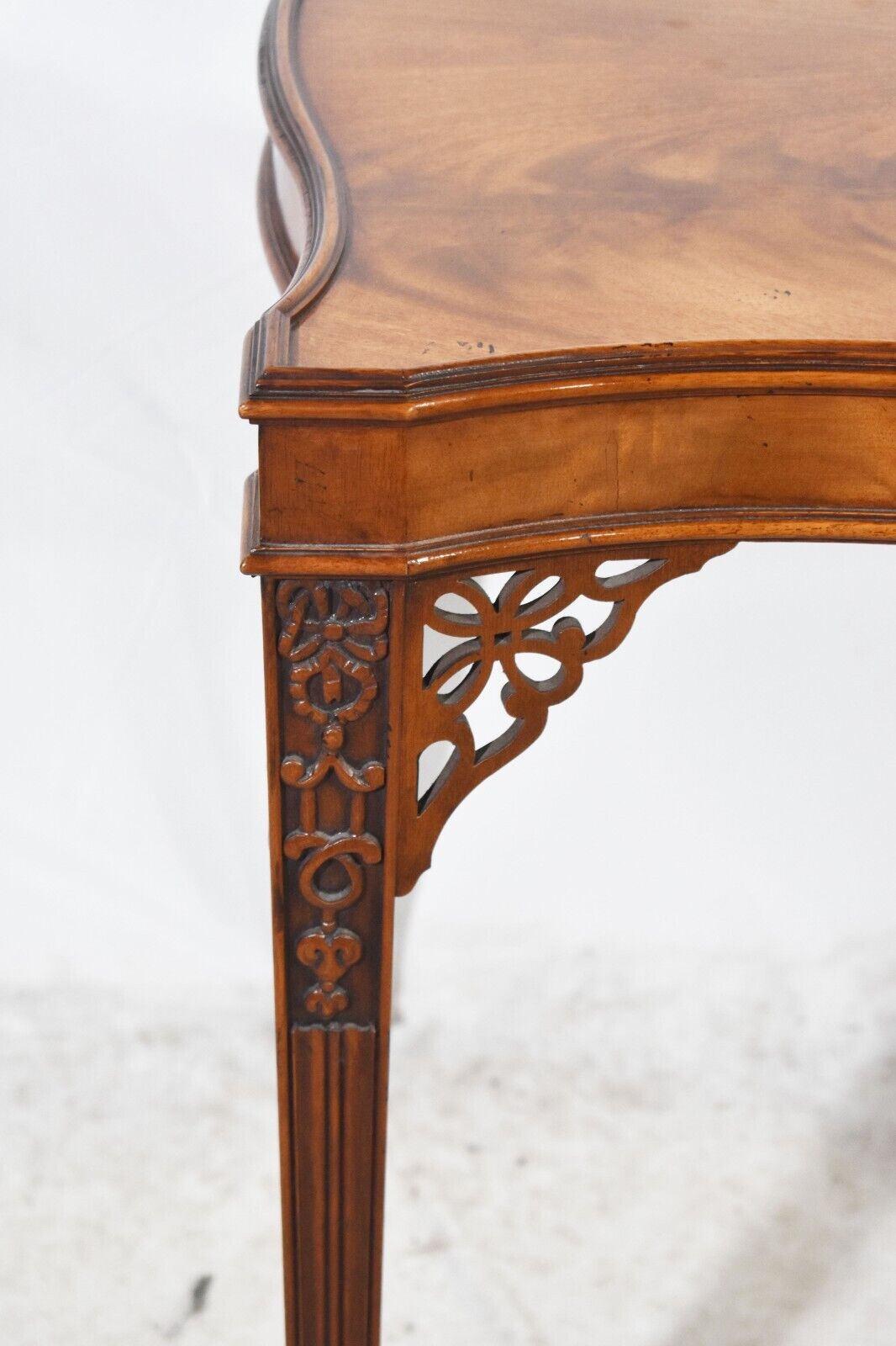 Baker Stately Homes Collection Flame Mahogany Carved Marlborough Tea Table