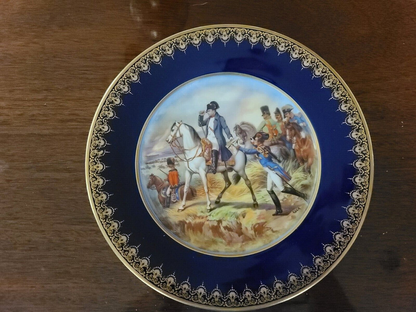 Limoges France Hand Painted Blue/Gold Plates Napoleonic scene Limited Edition