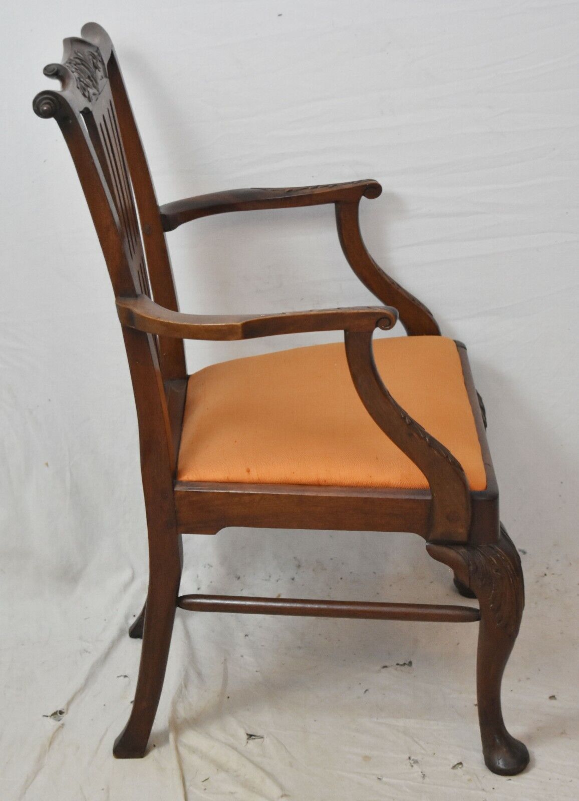 Antique Mahogany Irish Chippendale Period Carved Arm Chair Late 18th Century