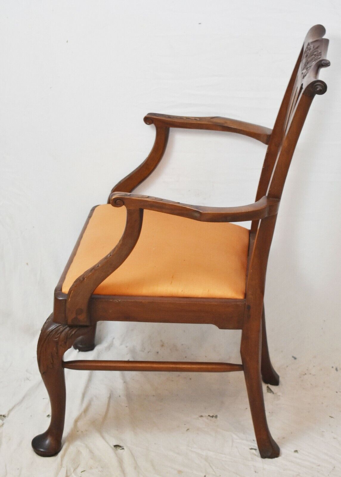 Antique Mahogany Irish Chippendale Period Carved Arm Chair Late 18th Century