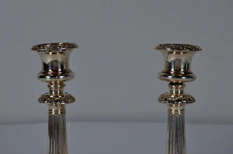 Pair of Antique Silver Plate Old Sheffield Candlesticks Mathew Boulton C.1800