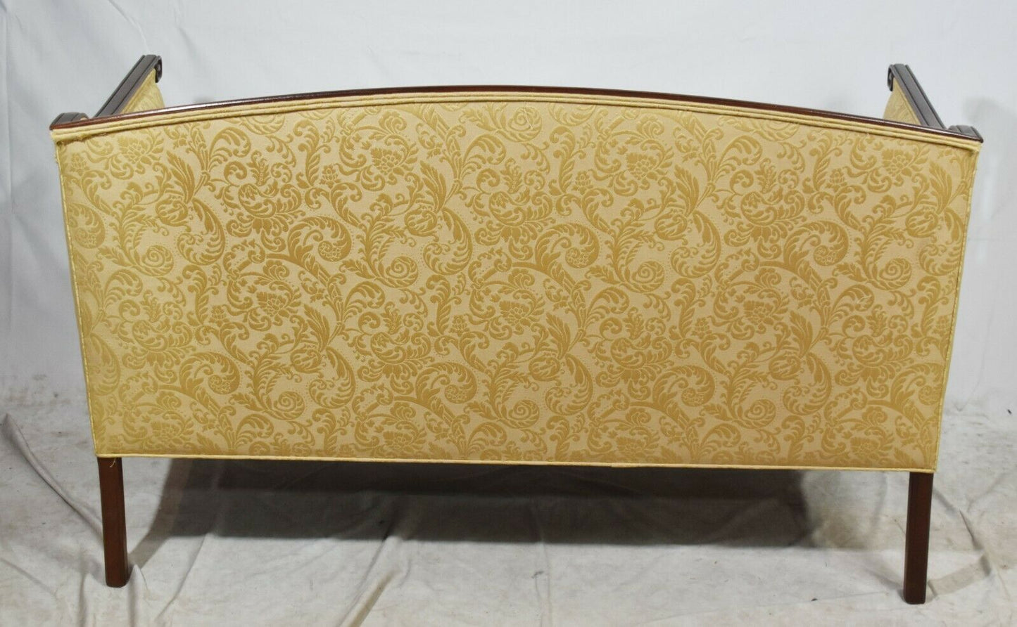 Hickory Chair James River Mahogany Sheraton Settee Sofa Silk Gold Damask Fabric