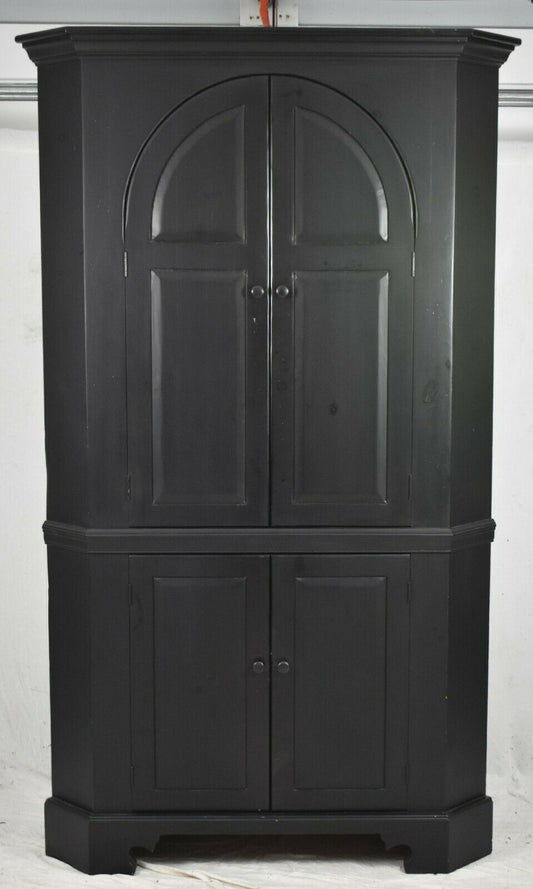 Habersham Plantation Ebonized Pine Corner Cabinet Bench Made Farmhouse Style