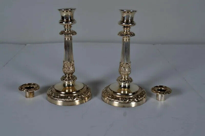 Pair of Antique Silver Plate Old Sheffield Candlesticks Mathew Boulton C.1800