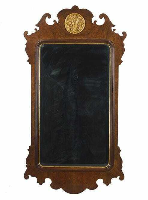 Henredon Mahogany Chippendale Aston Court Large Mirror Gold Gilt Shell