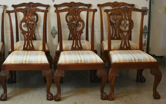 Baker Set of 6 Chippendale Style Mahogany Dining Chairs Ball and Claw Feet