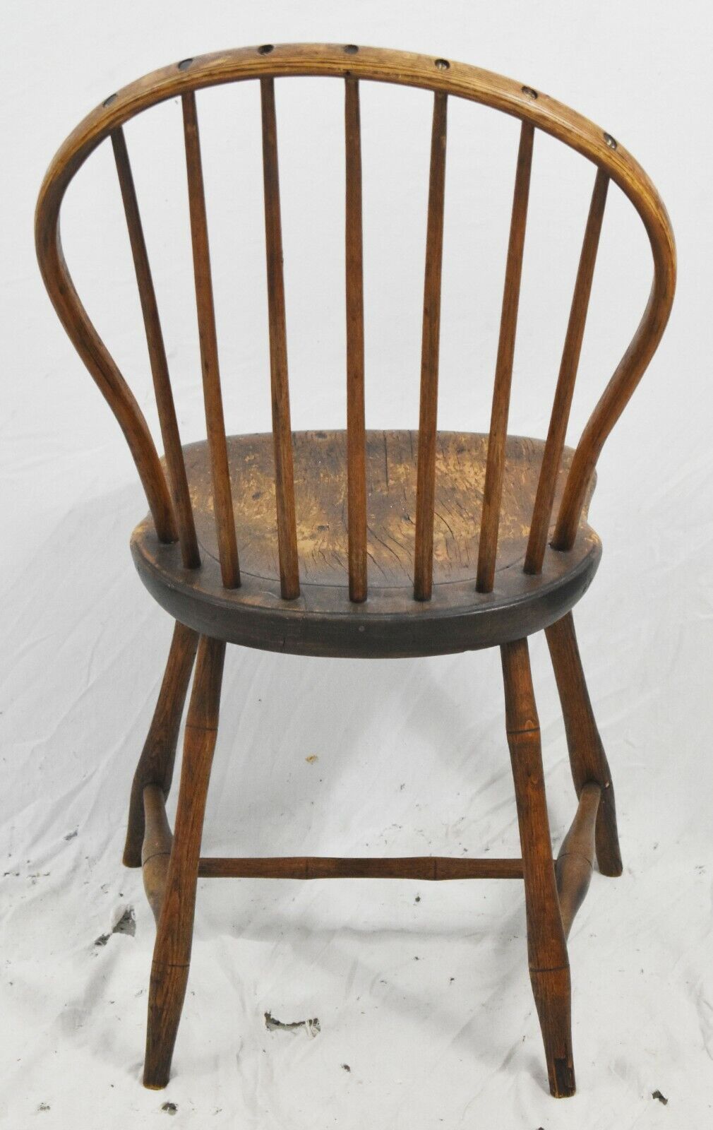 Antique Benchmade Bow Back Oak Windsor Chair Williamsburg Style