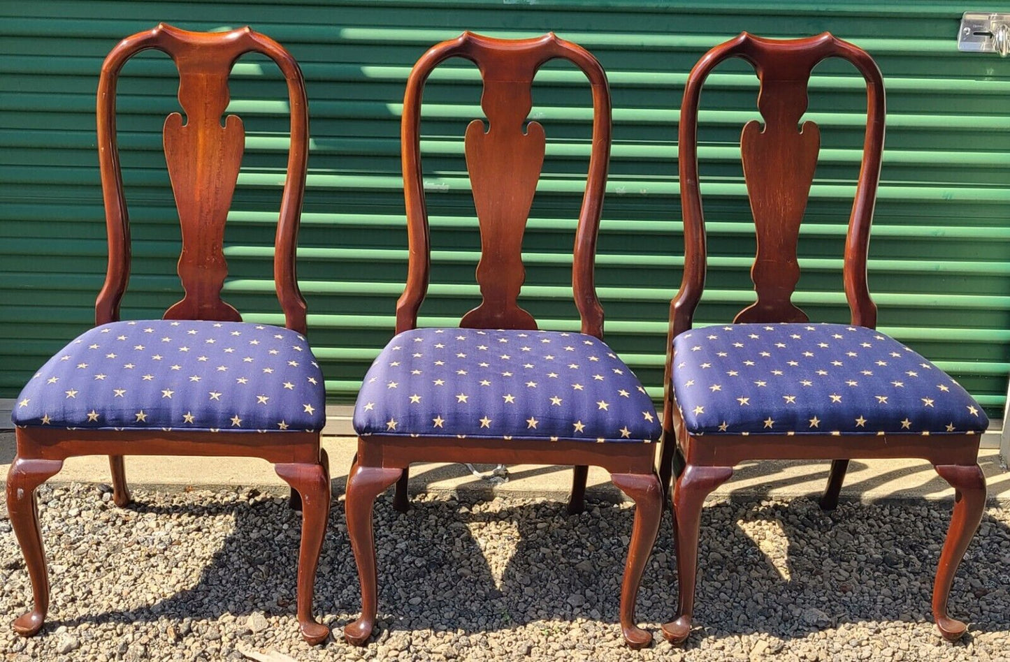 Set of 6 Councill Craftsmen Queen Anne Mahogany Dining Chairs Star Fabric