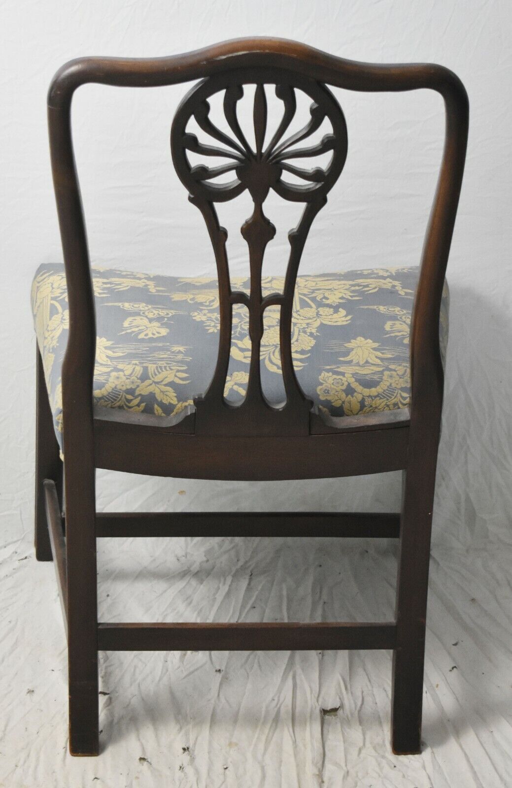 Chippendale Style Mahogany Chinoiserie Upholstered Dining Chair