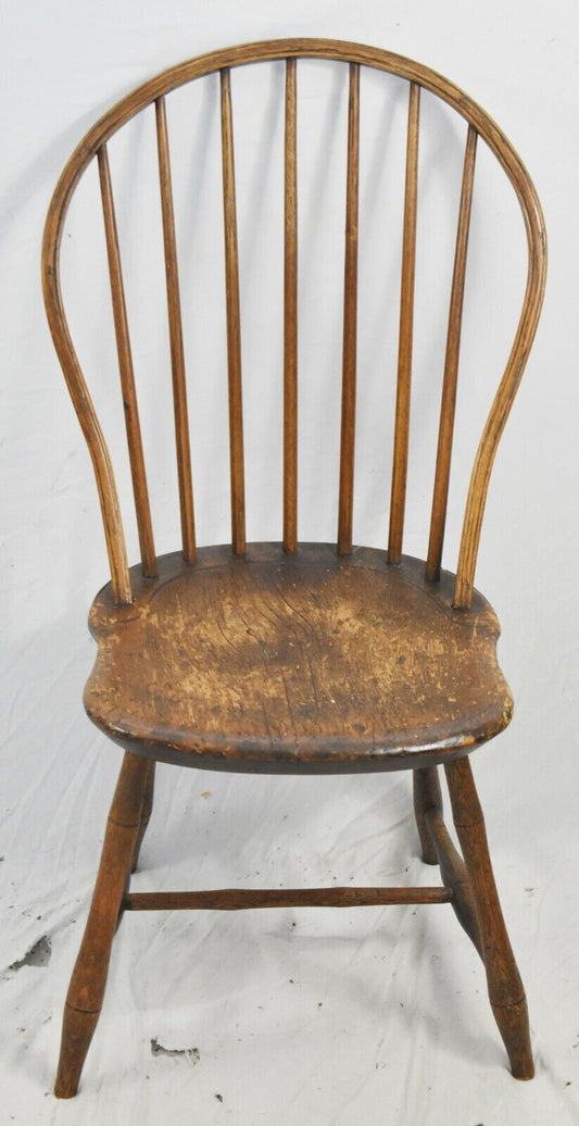 Antique Benchmade Bow Back Oak Windsor Chair Williamsburg Style