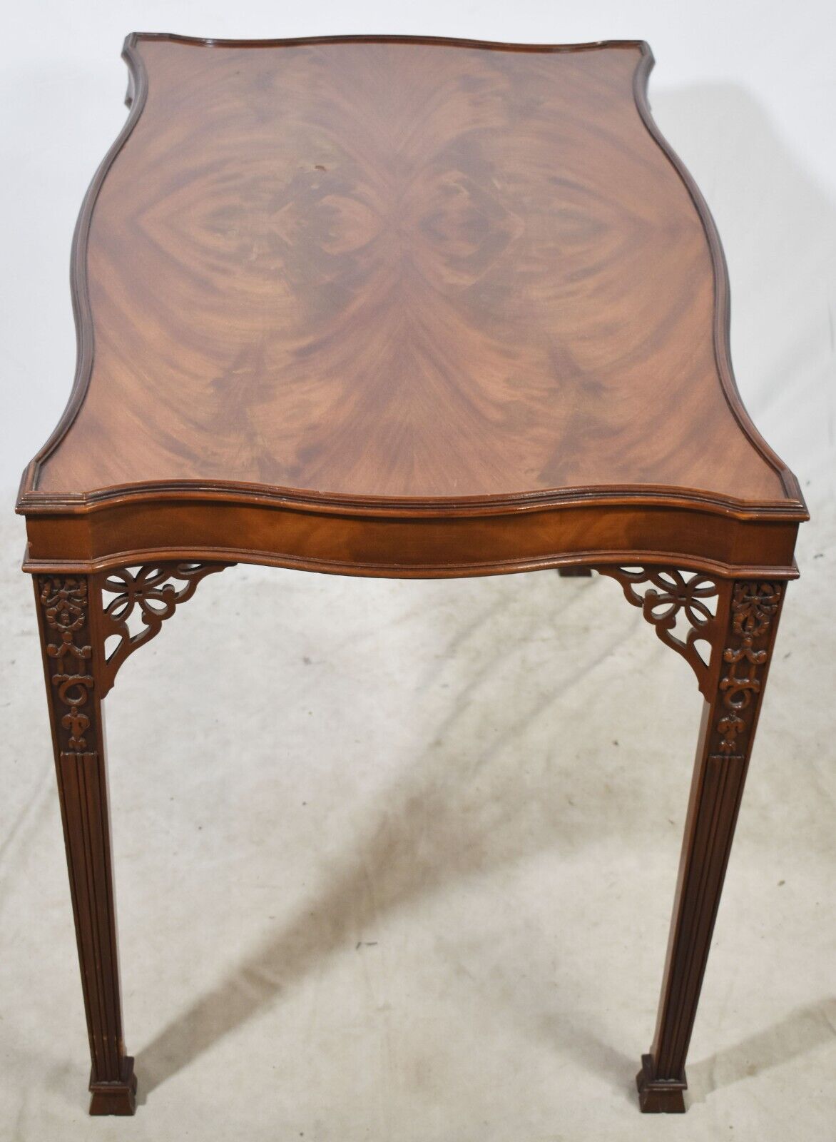 Baker Stately Homes Collection Flame Mahogany Carved Marlborough Tea Table