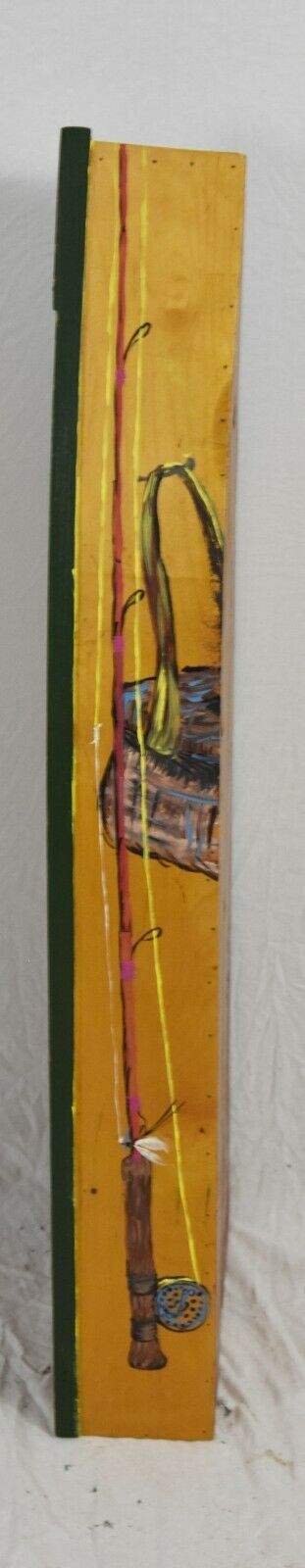 Hand Painted Wooden Boat Canoe Fishing Scenes Folk Art by Mychale Lynn