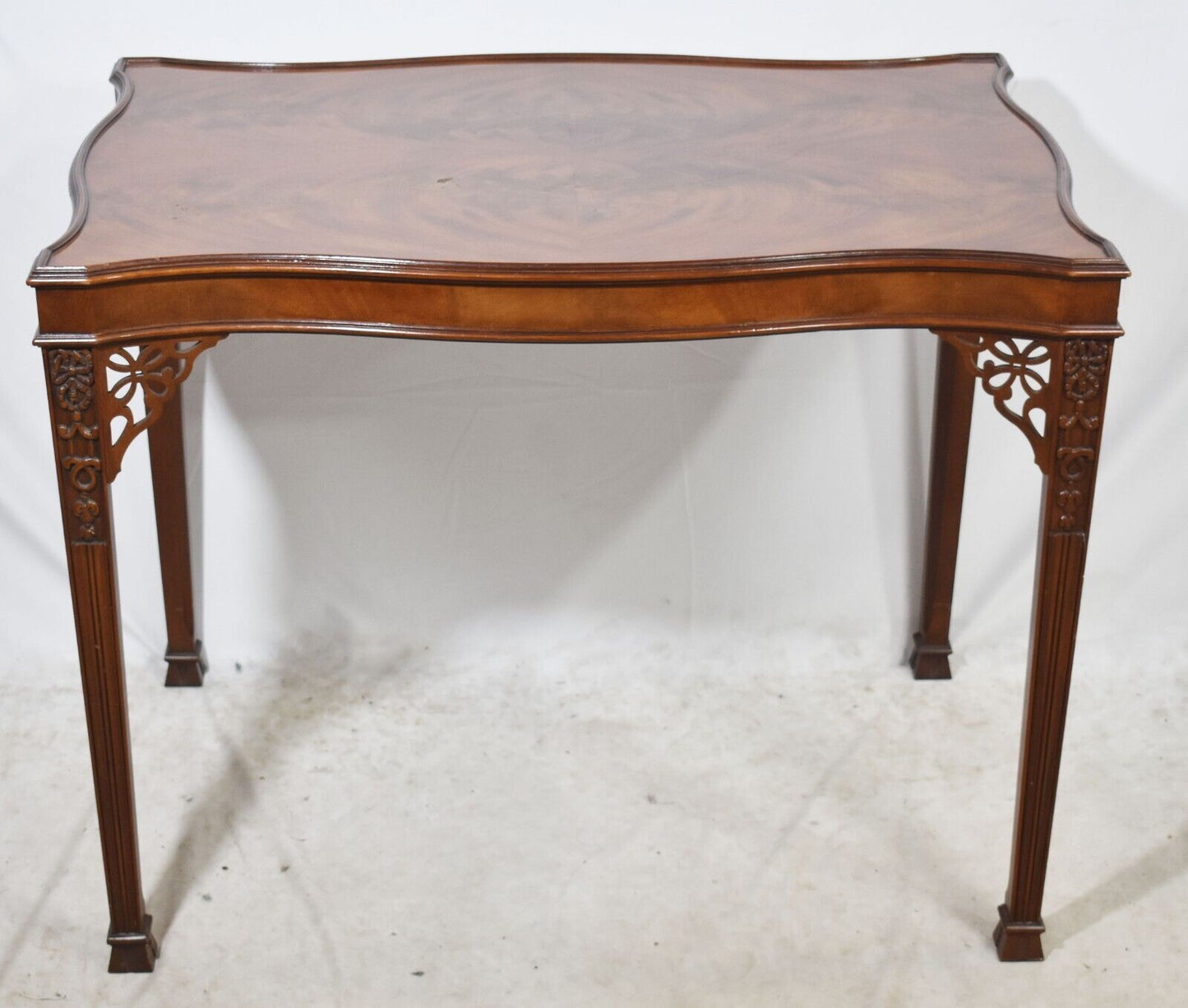 Baker Stately Homes Collection Flame Mahogany Carved Marlborough Tea Table