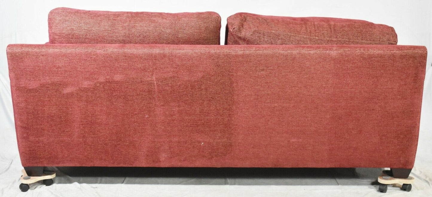 Baker Designer Upholstered Sofa High End Fabric Two Cushions & Throws Down Fill