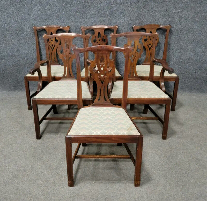 Set Of 6 HENKEL HARRIS Mahogany Dining Room Chairs Model 101